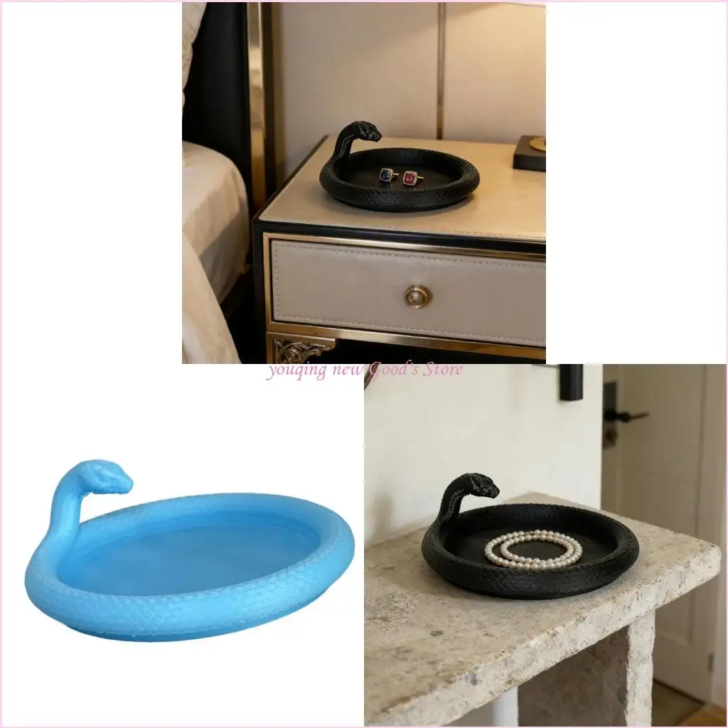 57QA Intricately Designed Jewelry Display Tray Snake Storage Plate Plastic Texture for Vanity Dresser Decorating