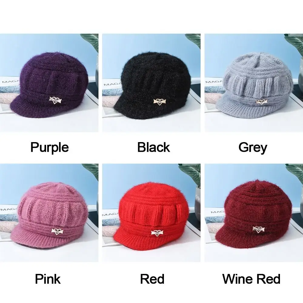 1PC Wool Women\'s Fashion Hat Plush Knitted Wind Shield Ear Guard Solid Color Atmosphere Simple Autumn and Winter Warm Hat