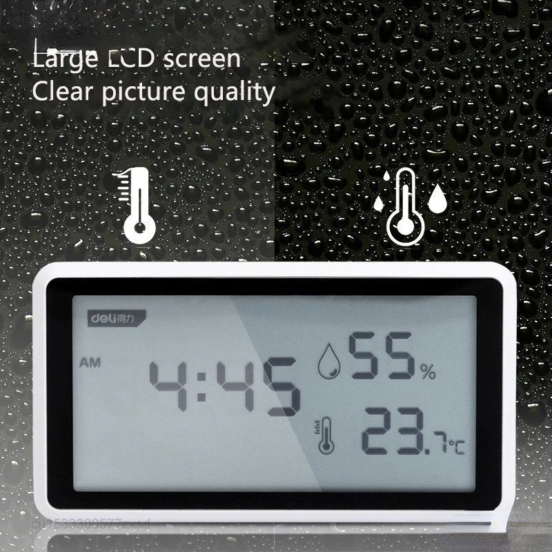 Xiaomi Deli Electronic Thermometer Hygrometer Weather Station High Precision with Table Clock Function Mini Thermometer LCD Tool