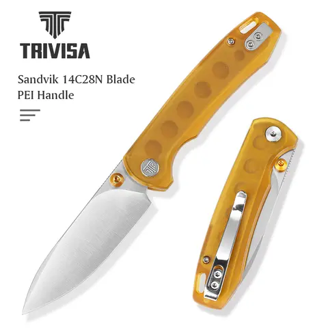 TRIVISA Pocket Knife, Dragonfly-Y, 14C28N Blade Folding Knife, Camping Hunting Hiking Knives for Outdoor, Knife for Men
