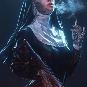 Sexy Tattoo Menalhadora Nonne Poster Printing Christian Rauchen Nonne Gemälde im Bildschirm Wohnzimmer Wanddekoration Haus 12 Hauptverkäufe sexy Bild - №12