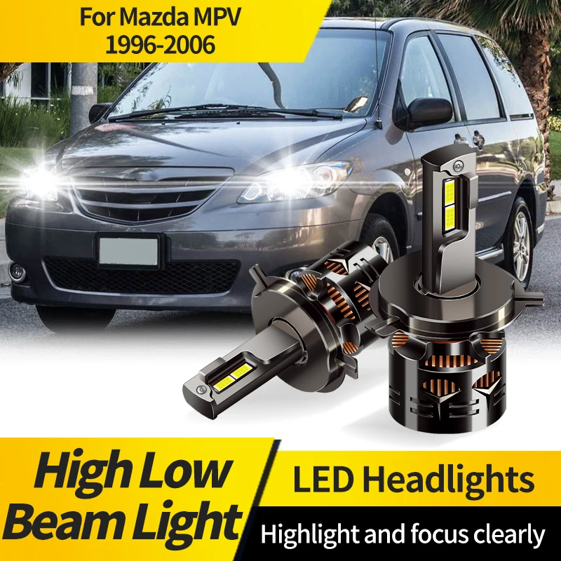 

2PCS Canbus H4 LED Headlight HB2 High Low Beam Bulbs Auto Front Lamps For Mazda MPV 1996-2006 6000K White Led Lights for Car