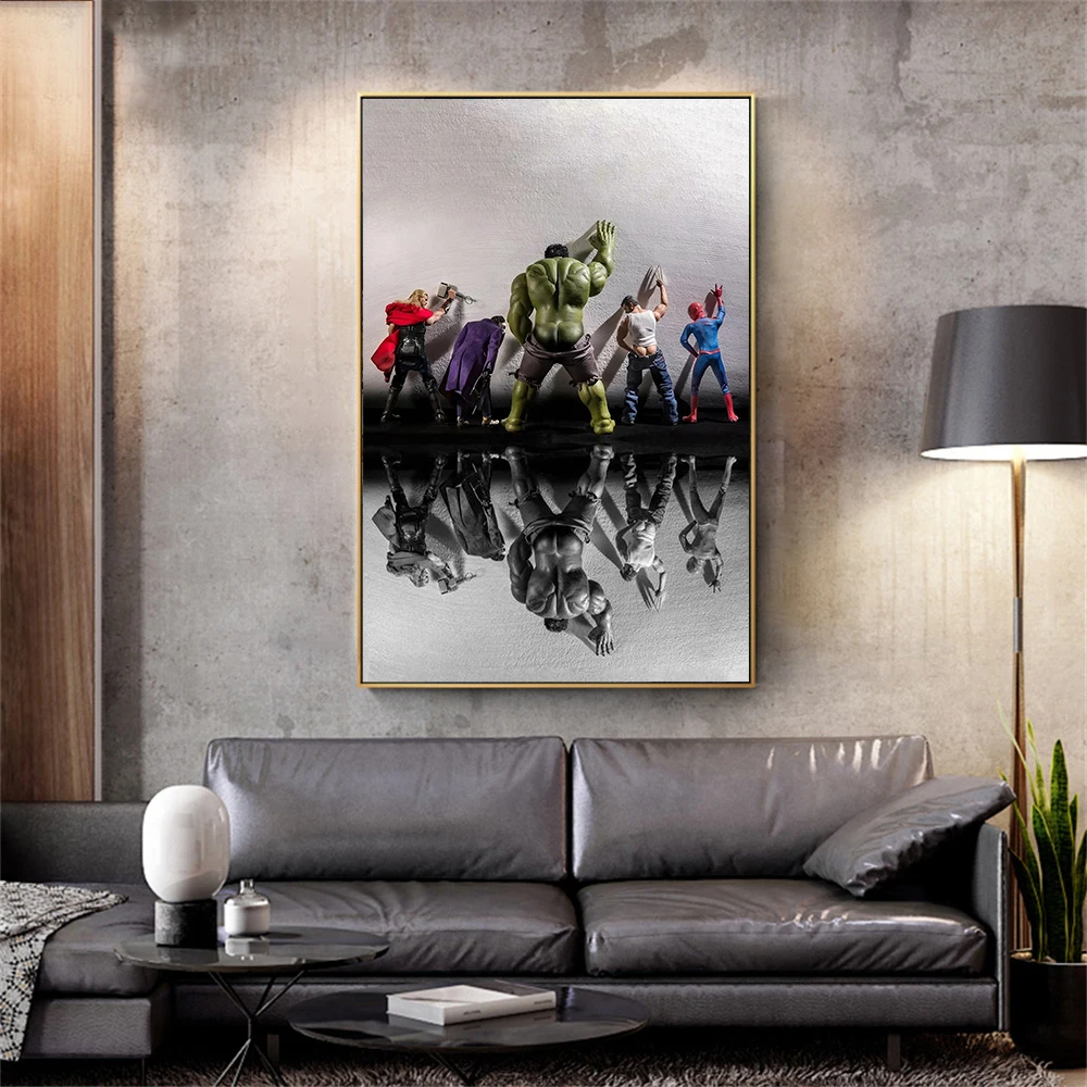 

Disney Avengers Super Heroes WC Funny Poster Wall Art Canvas Painting Living Room Home Decor Hulk Spiderman Funny Toilet Poster