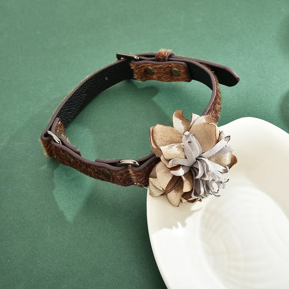 2025枯れた花は自由に組み合わせたり交換したりできます。 女性用本革馬毛首輪は調節可能です