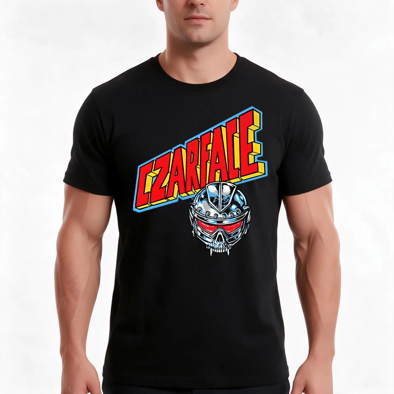 czarface merch T-Shirt, Summer Casual Cotton Tee, Oversized Streetwear Tops, Vintage Graphic Print, Loose Fit Short Sleeve