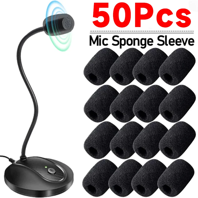 50-10Pcs Black Collar Mic Protector Replacement Headset Sponge Covers Mic Foam Cover Protective Cap for Gooseneck Meeting Mic