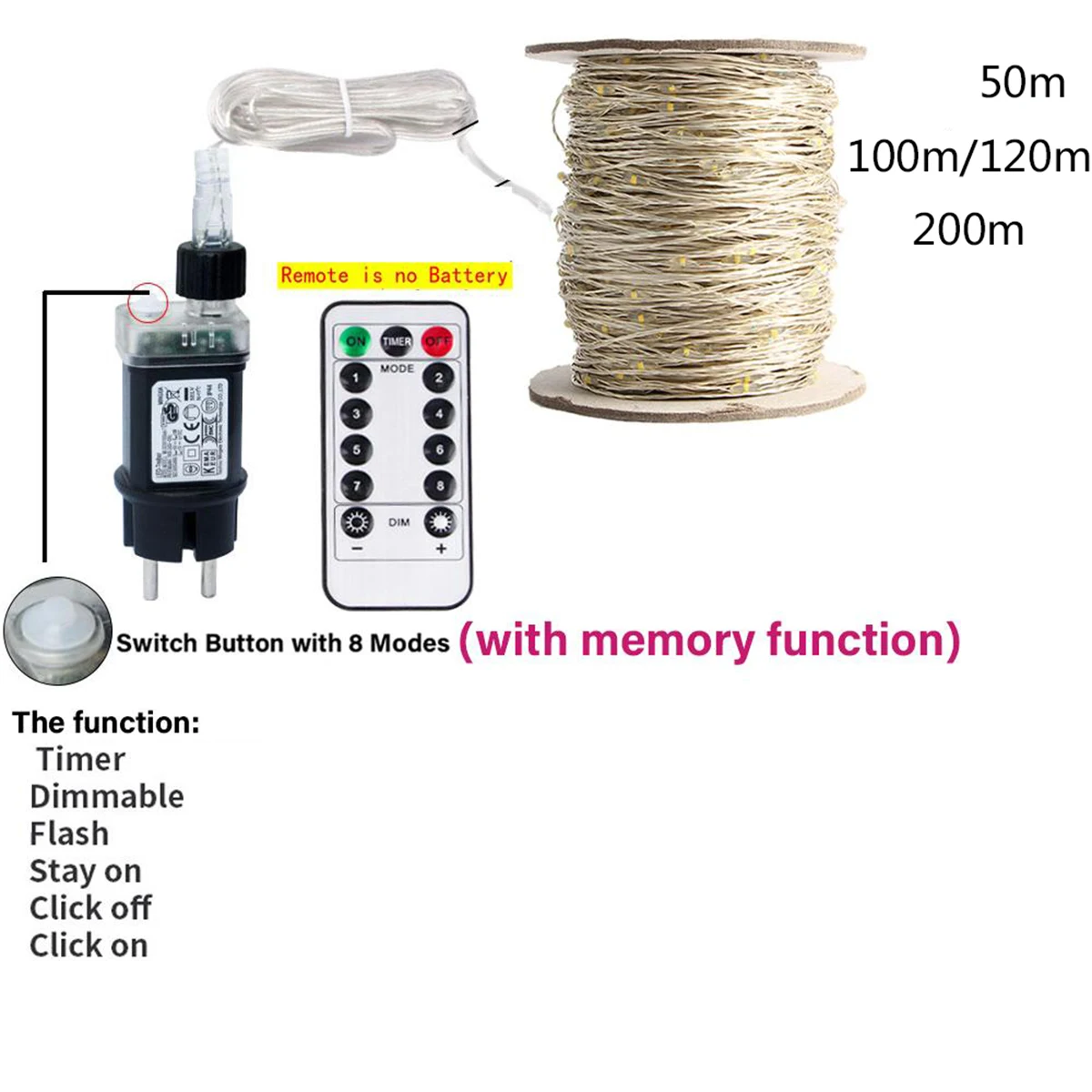 100 متر-200 متر سلسلة أضواء عيد الميلاد جارلاند الجنية أضواء LED للخارجية السنة الجديدة حفل زفاف شرفة شجرة عيد الميلاد الديكور #2