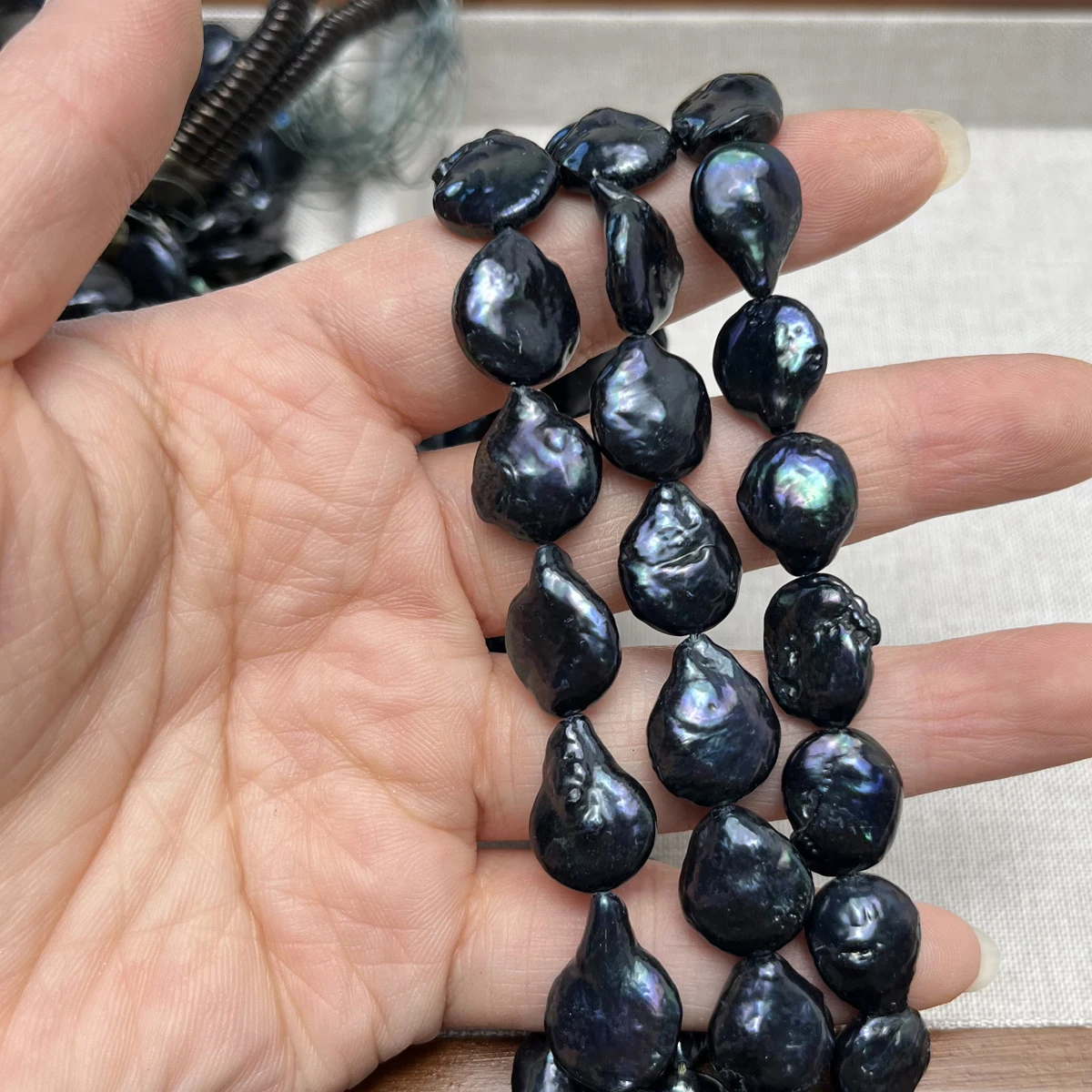 10-11mm Black Baroque Natural Pearl Button-Shaped Semi-Finished Beads for Jewelry Making DIY Necklace Bracelet Accessories 36cm