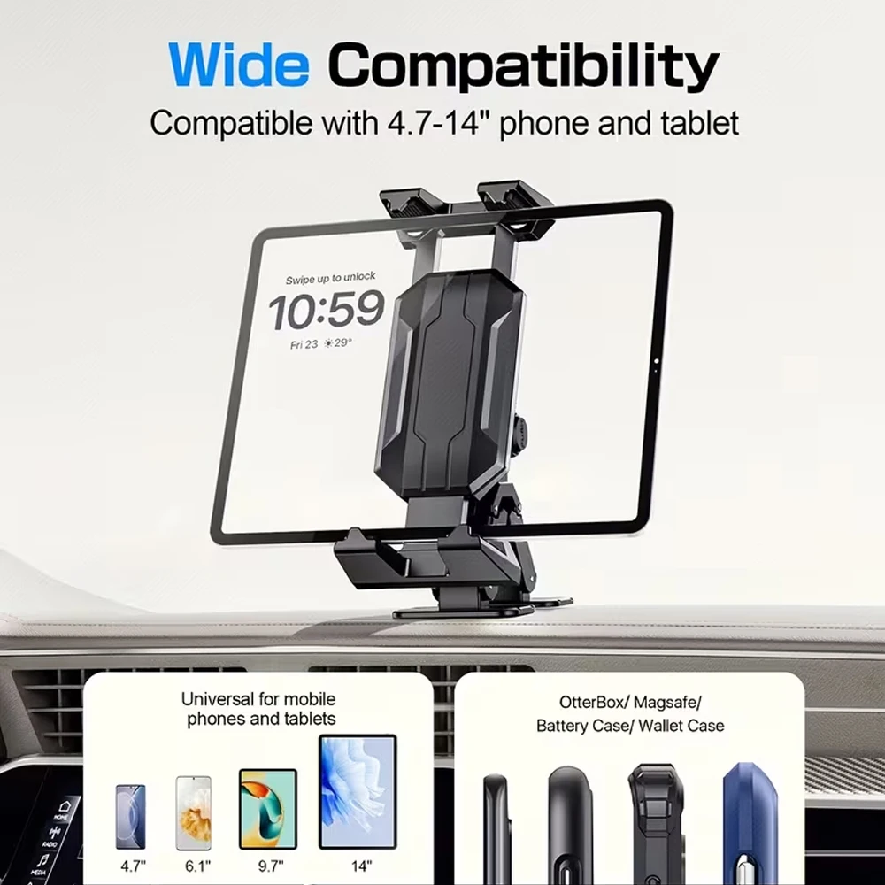 360-Grad-Drehbarer Tablet-Ständer und Handyhalterung für Auto, Schreibtisch, Wand, Desktop mit Selbstklebender Basis, Handy-Halterung Zubehör – Detail 2