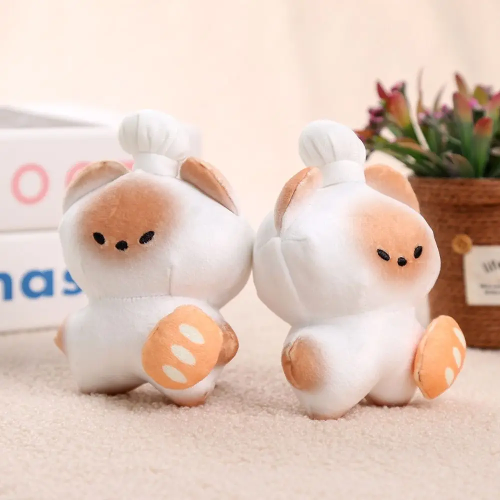 

PP Cotton Animal Bread Cat Keychain Collection Fluffy Cat Keyring Ornaments Hanging Stuffed Animal Bag Pendant