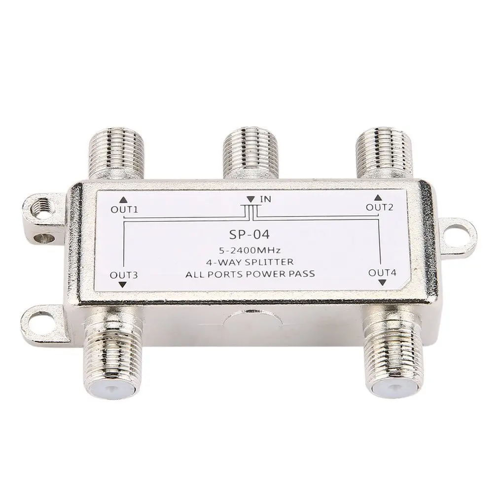 

5-2400MHz 4 Way Satellite Antenna Cable TV Distributor F Type SP-04 Splitter Home TV Equipments Signal Receiver for SATV/CATV