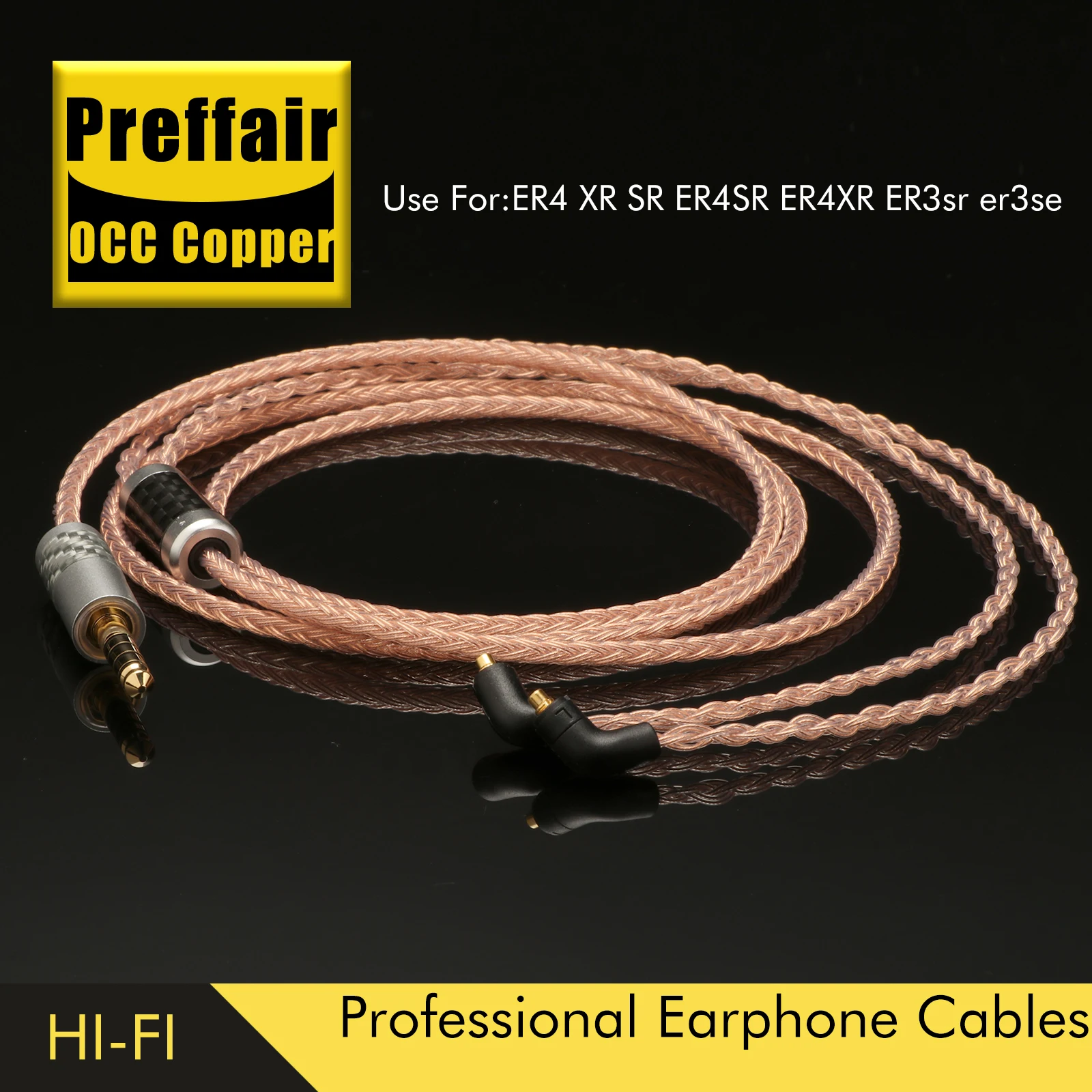 1PC 4.4mm balanced 16 Core Silver Plated OCC Earphone Cable For Etymotic ER4 XR SR ER4SR ER4XR ER3sr er3se
