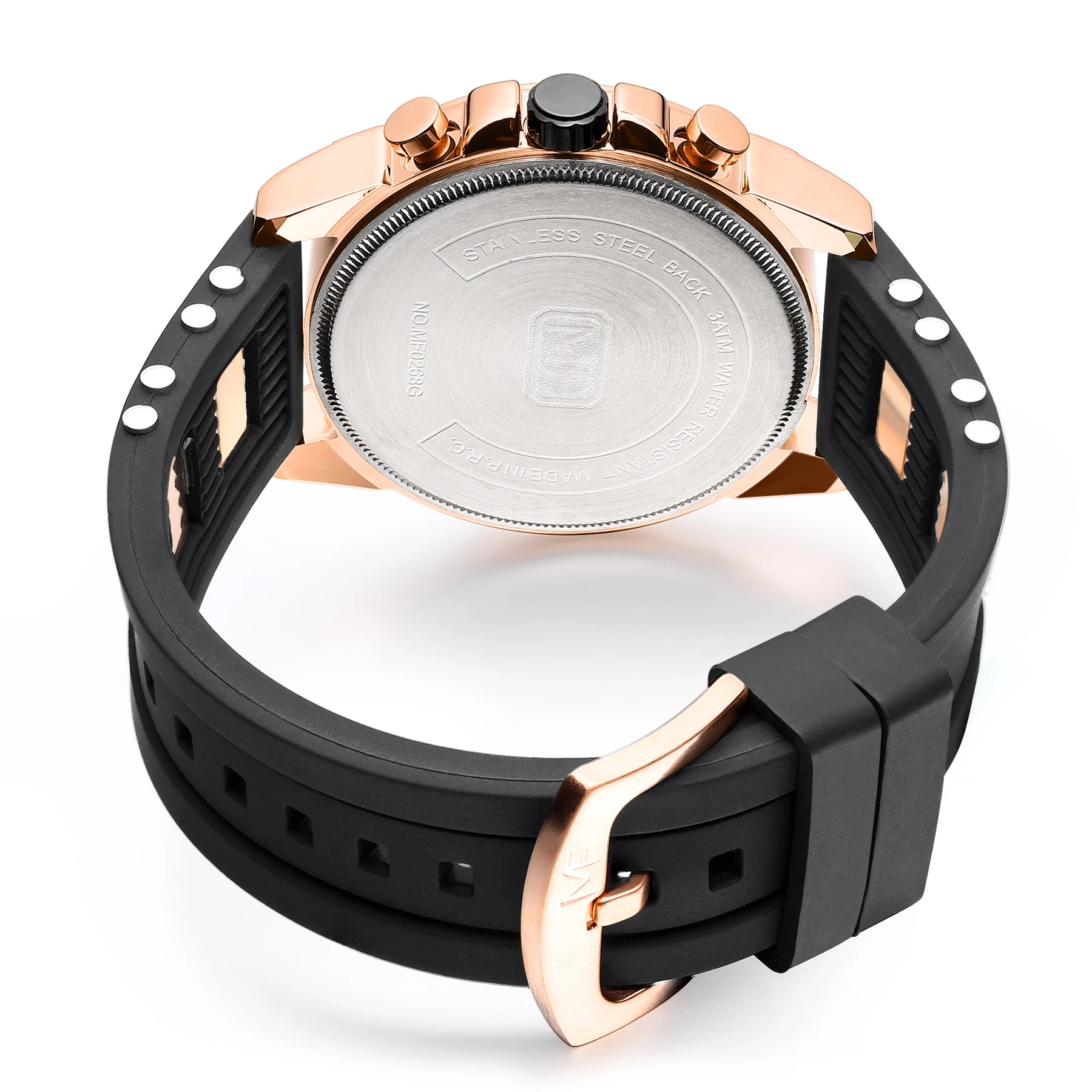 عالية الجودة التركيز الصغير MF0268G الرجال موضة ساعة رياضية سيليكون حزام مقاوم للماء كرونوغراف ساعات كوارتز للرجل