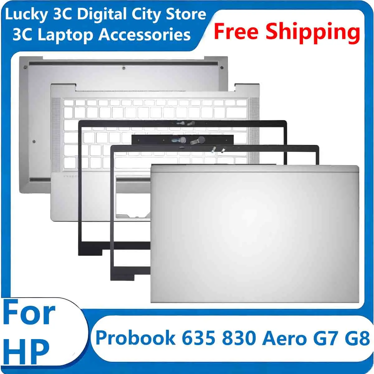 New For HP Probook 635 630 Aero G7 G8 Replacement Laptop LCD Back Cover/Screen Bezel/Bottom Case Accessories Silver M30653-001