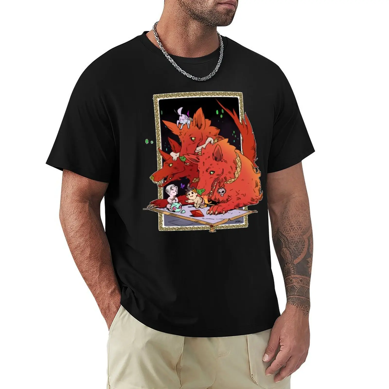 

Cerberus Hades Game T-Shirt Simple Line Art Print Tee