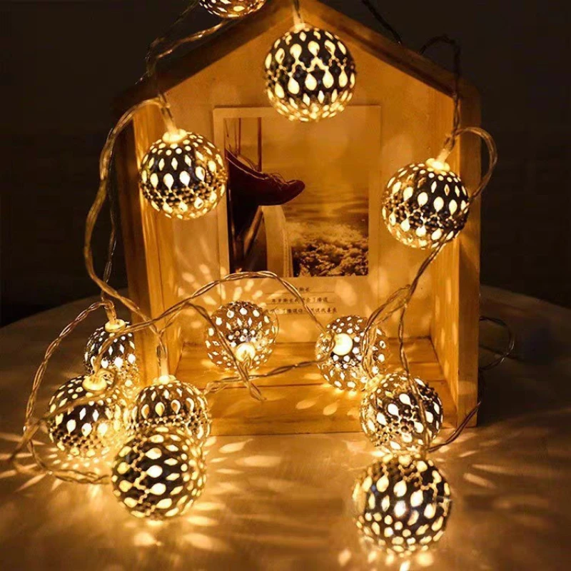 

Moroccan Gold Balls Lights Leds Solar String Light Outdoor Waterproof Garden Decoration Solar Christmas String Light Decro
