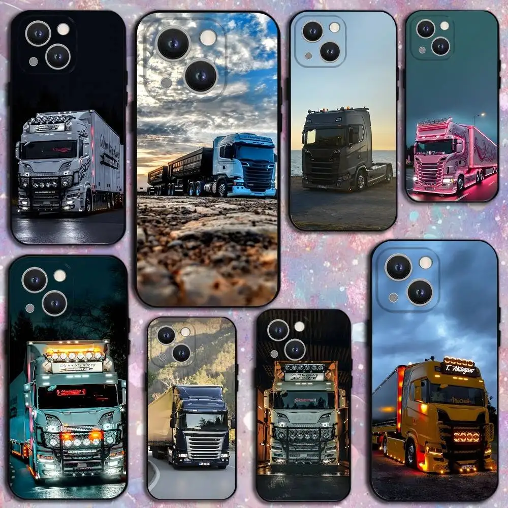 

S-SCANIA Trucks SA-AB Phone Case For iPhone 16,15,14,13,12,11 Plus,Pro Max,XS,X,XR,SE,Mini,8,7,Soft Silicone Black Cover