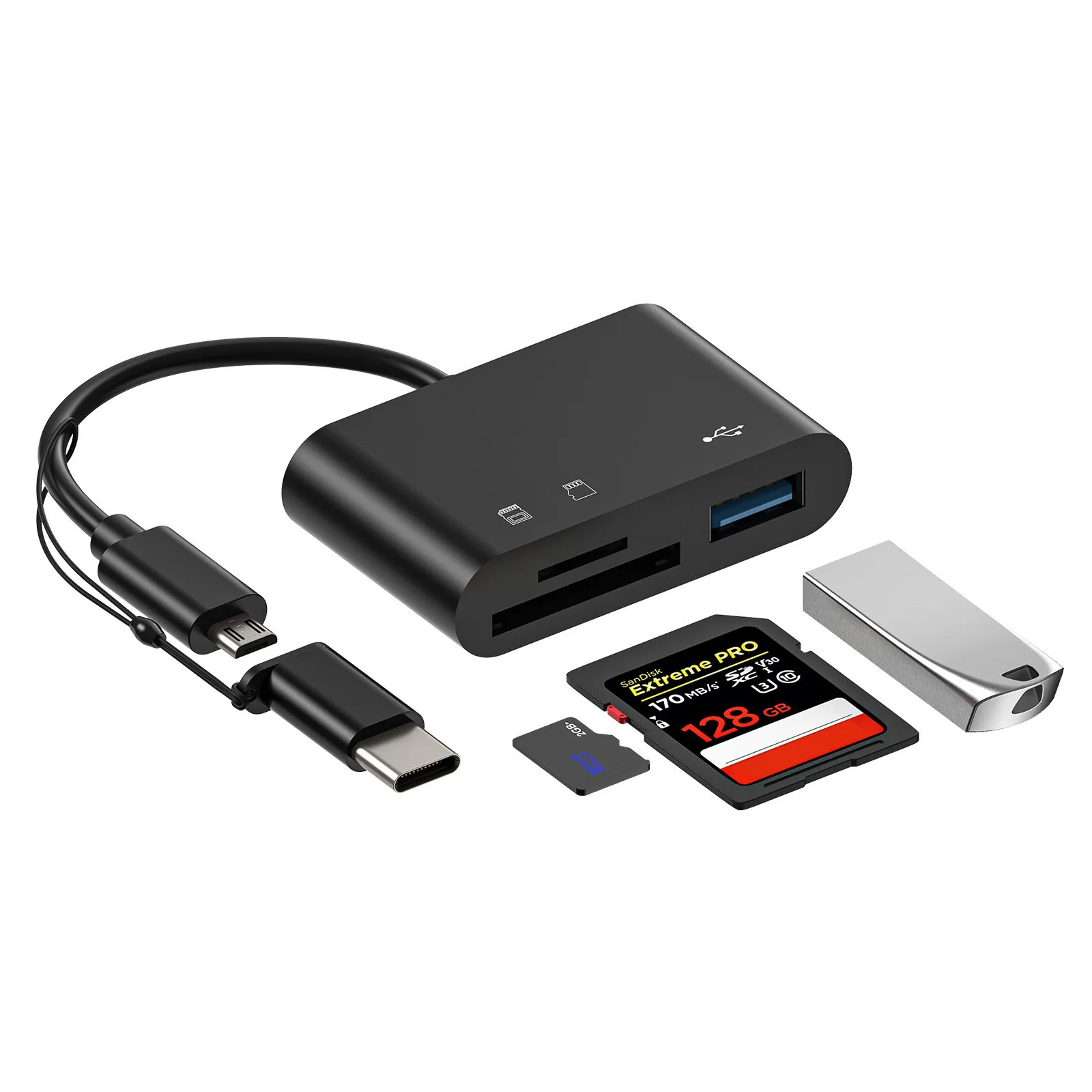 Type-C card reader three in one micro phone computer multifunctional OTG2.0 SD card TF card USB flash drive
