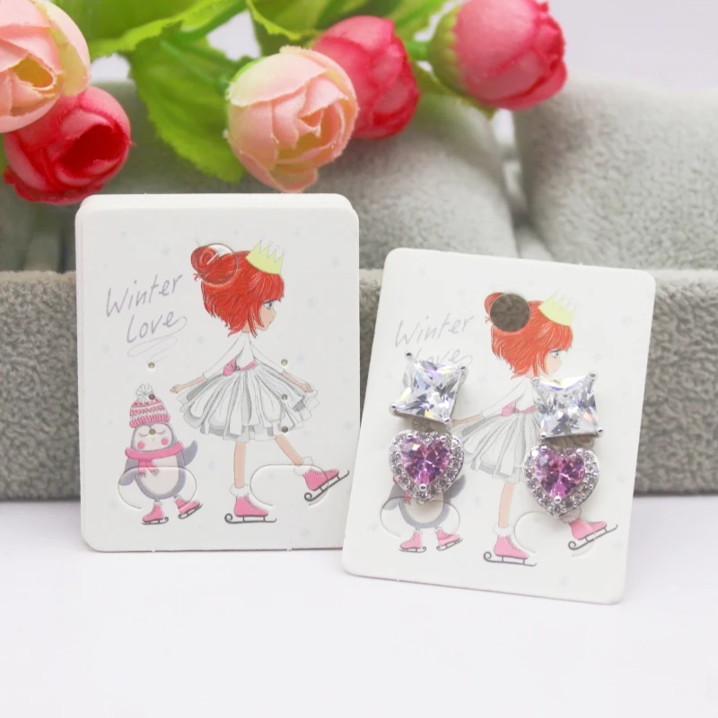 5x4cm Hot selling New Comic Style Beauty/Photo Girl Black/White/Kraft Paper Series Earstuds Earrings Set Pattern Card