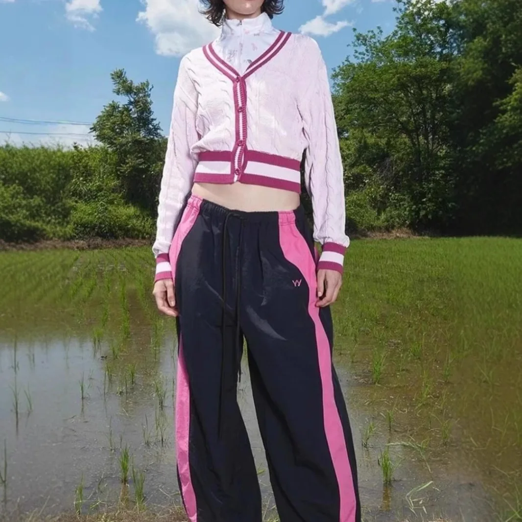 2025 OPEN YY fashion Korean nylon sports pants patchwork color tie speed pants women tide