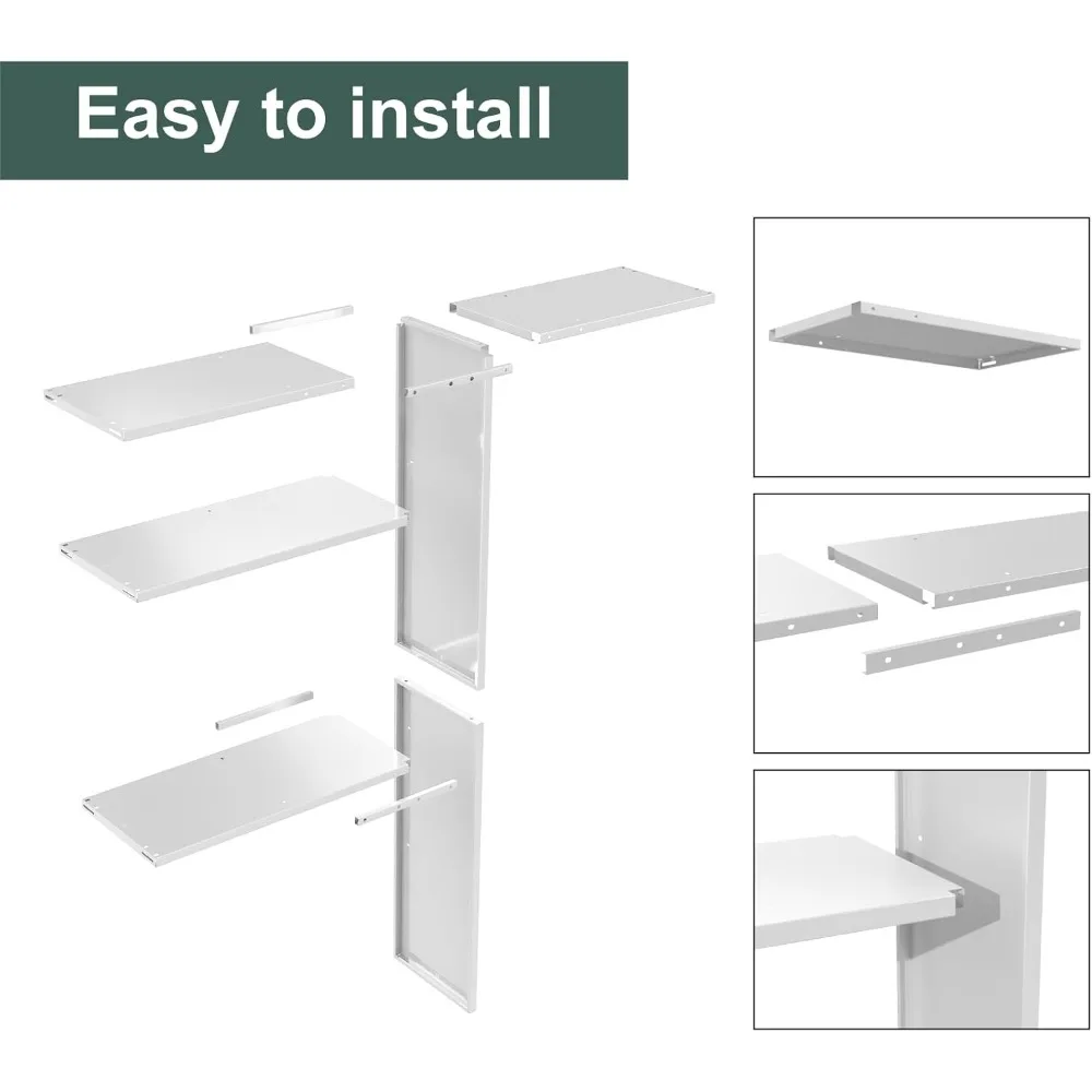 رف تخزين معدني مقاوم للطقس في الهواء الطلق لـ 60 خزانة أدوات مكعبة للقدم، مثالي للتخزين العمودي مع البراغي والصواميل #6