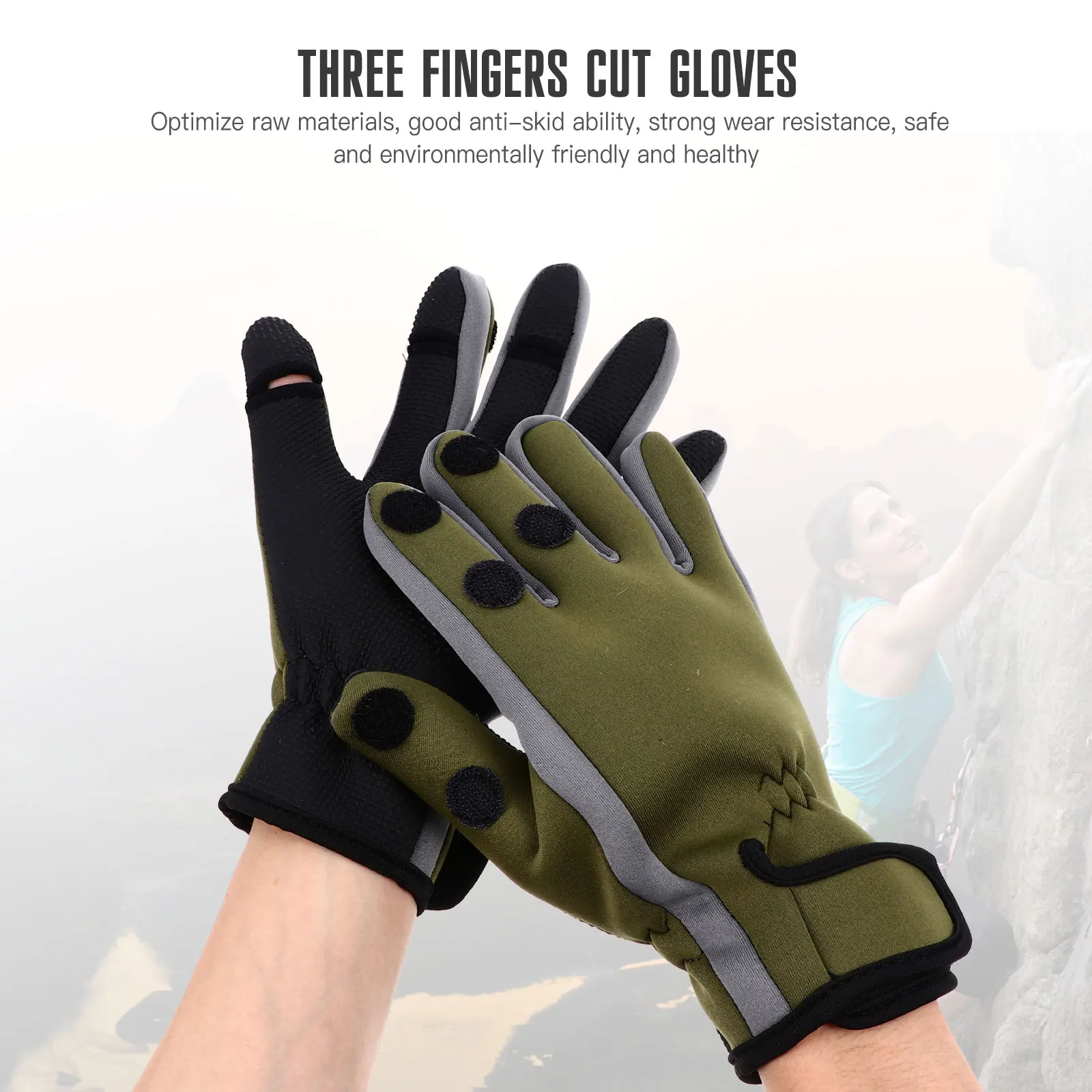 

1 Pair Three-Finger Cut Riding Gloves Warm Waterproof Anti-Slip Climbing Mitts For Hiking Cycling Outdoor Activities