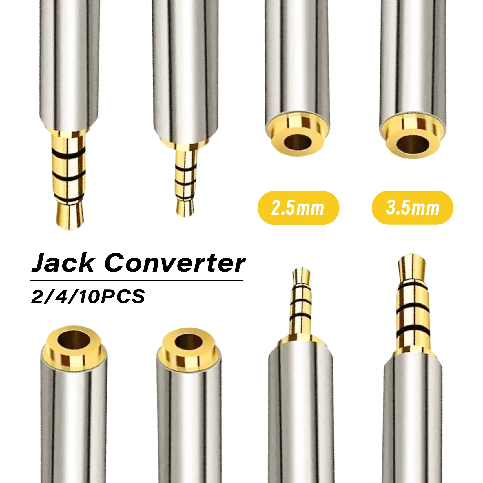 2pcs Jack 3.5MM To 2.5MM Audio Adapter 2.5MM To 3.5MM Plug Connector for Speaker Cable Headphones Micphone