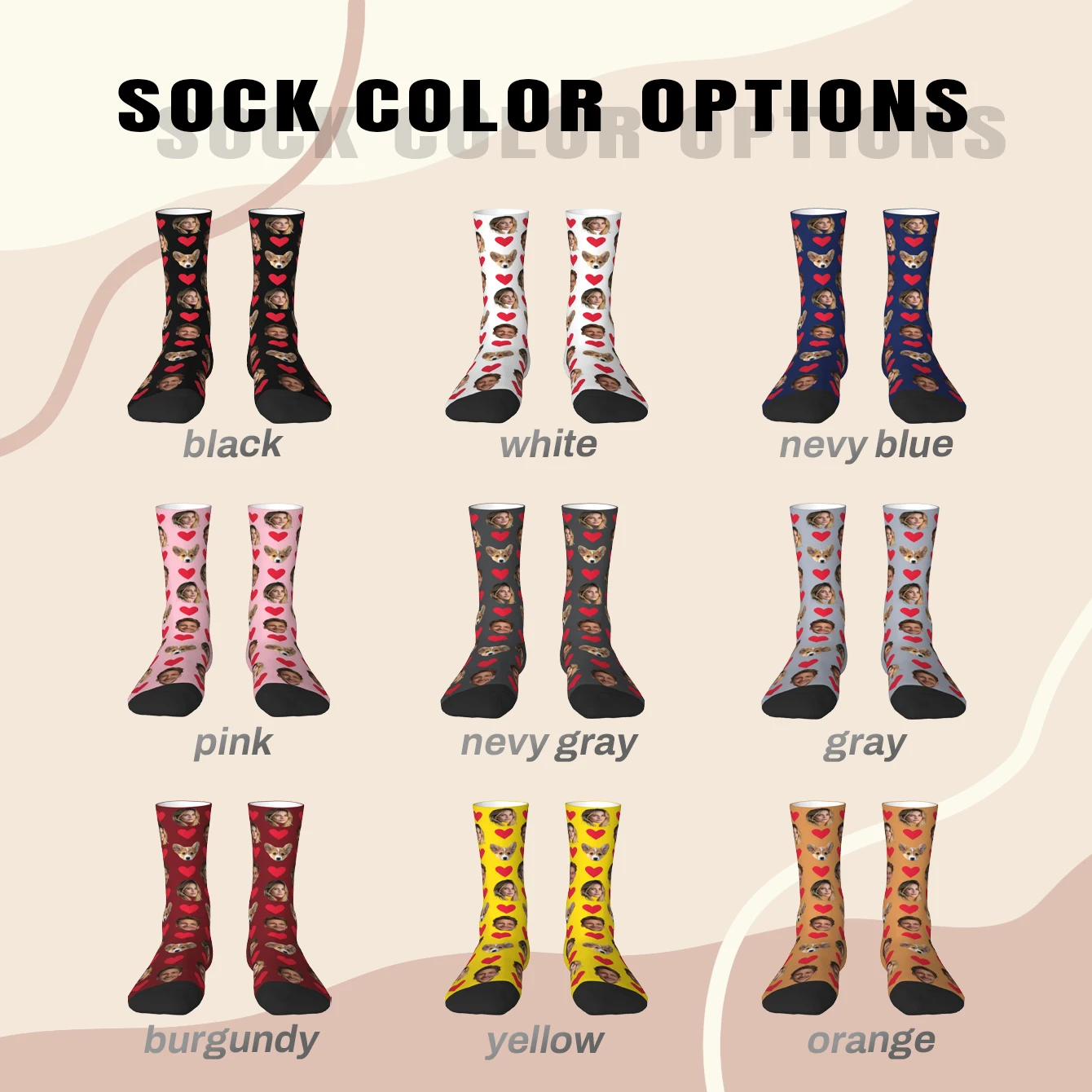 جوارب مخصصة للرجال والنساء، جوارب تعبير مضحكة على الوجه، جوارب مخصصة للصور، هدايا عيد الميلاد #2