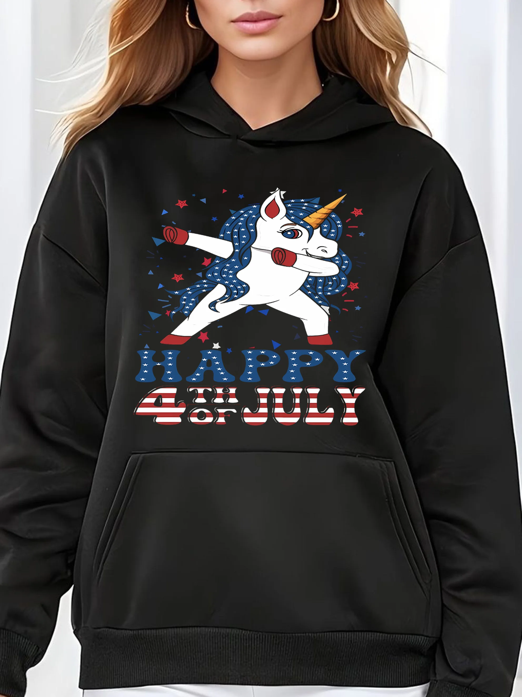 

Fun Unicorn Graphic Printing Autumn and Winter Cotton Men's and Women's Hoodies Casual Outdoor Street Sports Training Brand