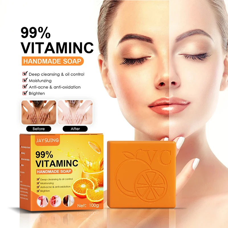 Vitamina C Sabonete Hidratante Corporal Limpeza Livrar-se da Acne Articulações Cotovelos Melanina Clareamento Sabão de Mão Iluminar a Pele