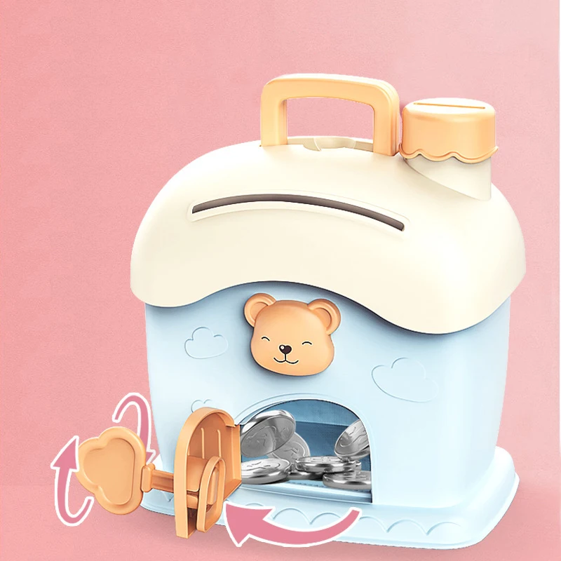 เห็ด House Piggy Bank ประหยัดเงินเหรียญการ์ตูนเด็ก Moneybox Bank Atm เด็กปริศนาการศึกษาของเล่นของขวัญวันเกิดสาว