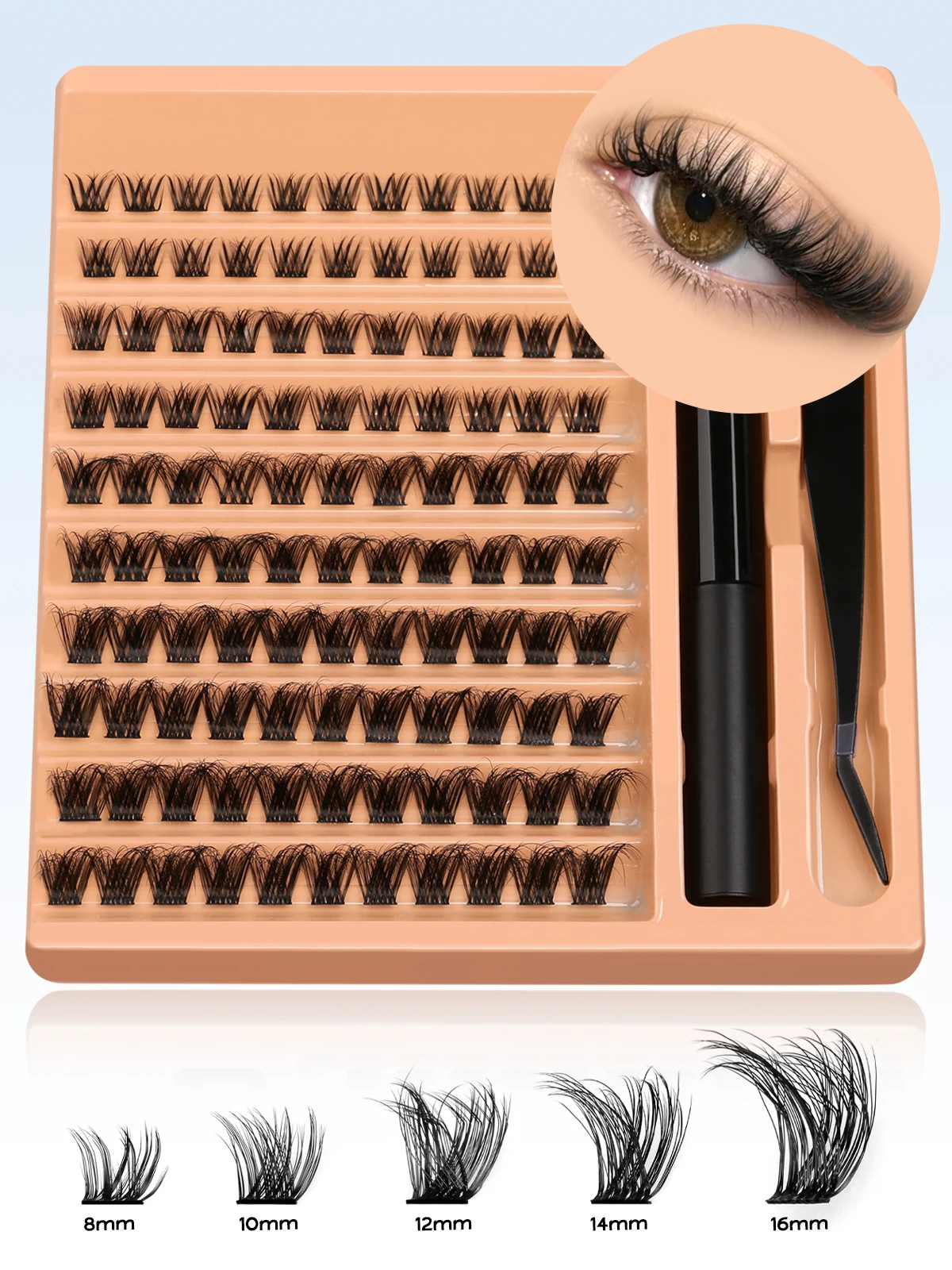 GROINNEYA Cluster Wimpern Kit DIY Wimpern Wimpern Cluster Set Wimpernverlängerung Kit Wimpernbindung und Dichtung und Wimpernpinzette