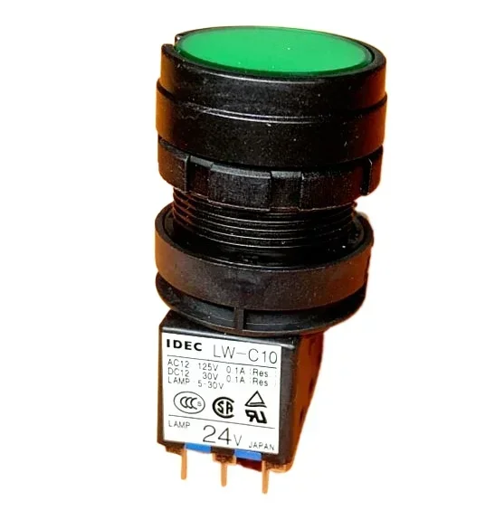 IDEC original Hequan LW-C10 24V button switch with light LW1L-green M1C14VG R round welding