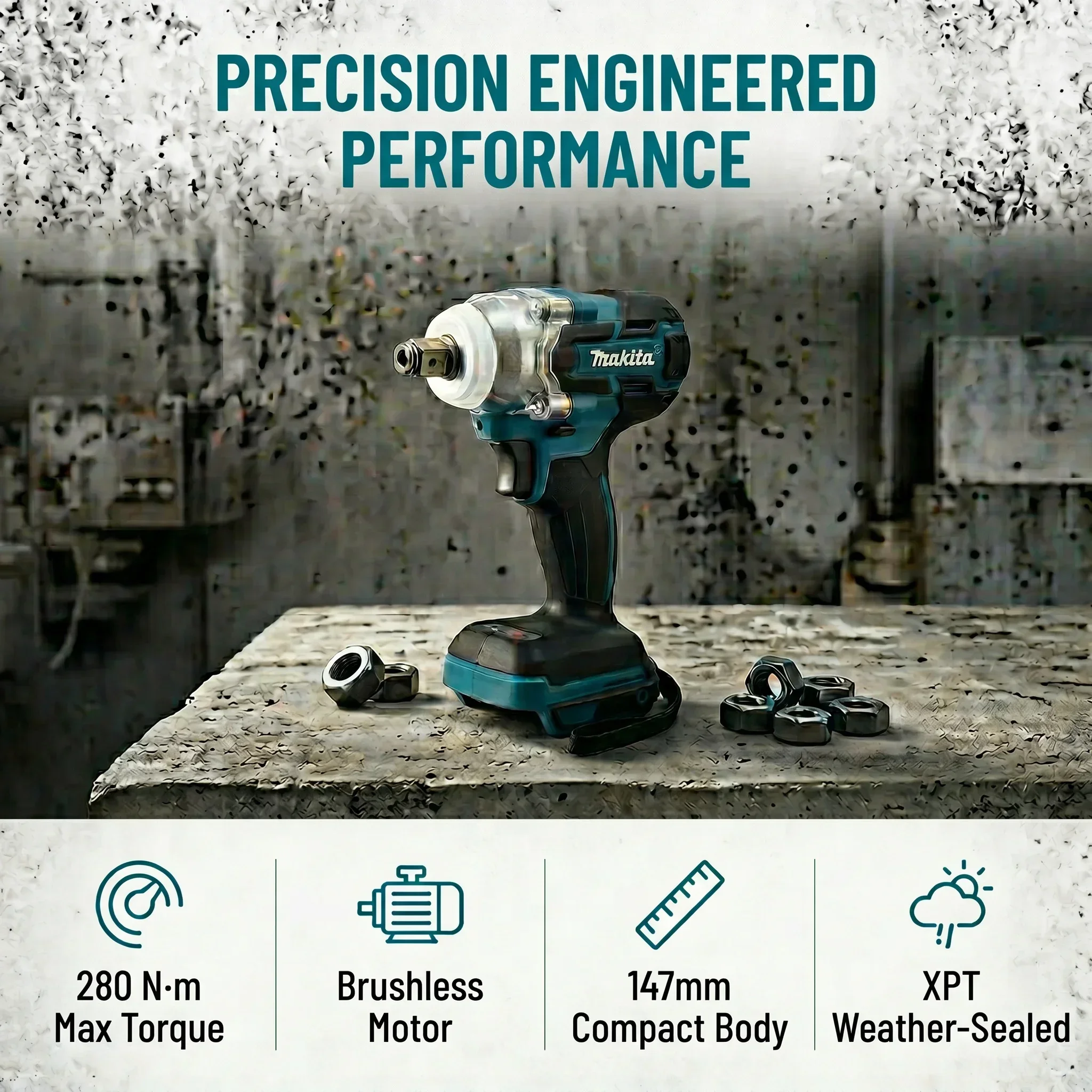 Makita DTW285 18V LXT Brushless High Torque Cordless Impact Wrench Bare Tool For Hardware Fastening Workshop Home Renovation