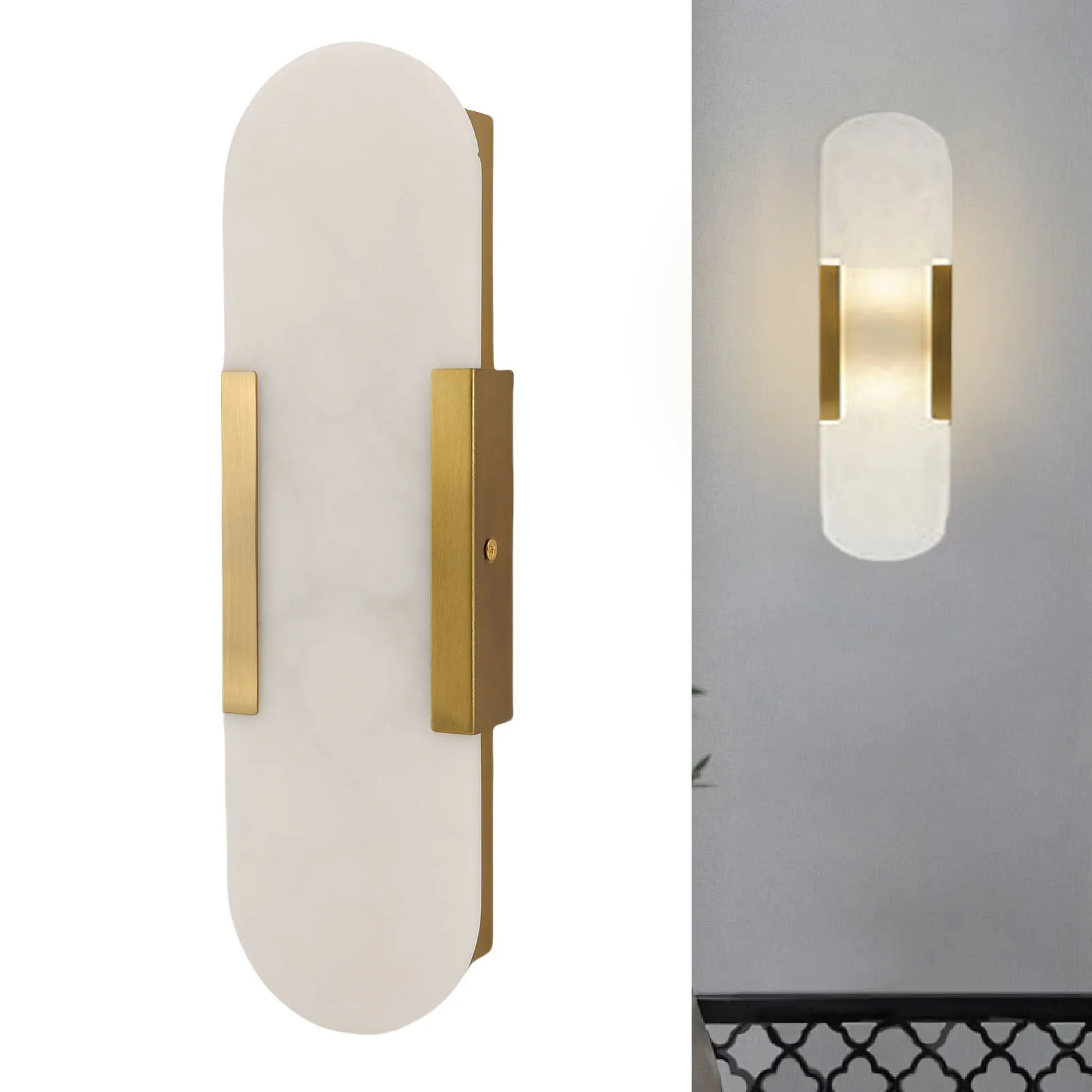 

Marble Wall Lamp Modern Unique Patterns 3000k Warm Light Vanity Light for Dining Rooms Living Rooms Kitchens Hallways Wall Light