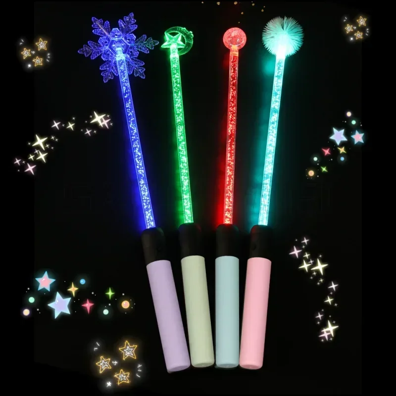 LED Light Up Rod Glow Fiber Optic Wands Glow Flash Star Moon Sticks for Birthday Gifts Wedding Cheer Party Atmosphere Props