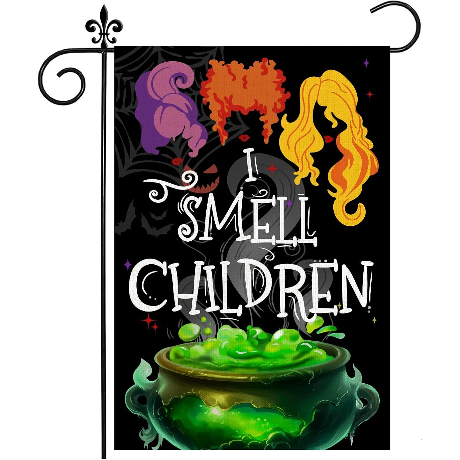 

2D Flat 1pc 12x18 Inch Halloween I Smell Children Garden Flag Double Sided Hocus Pocus Witch Outdoor Yard Decor
