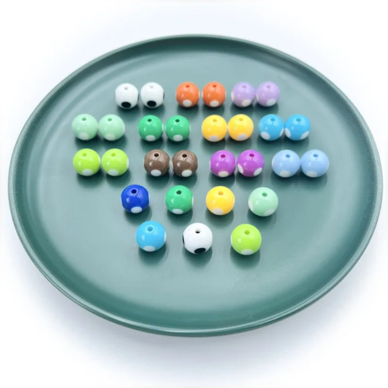 High Quality 100pcs 16mm Round Solid Colors Acrylic Resin Polka Dots Jewelry DIY Beads Fit Necklace Bracelet Earring Ornaments