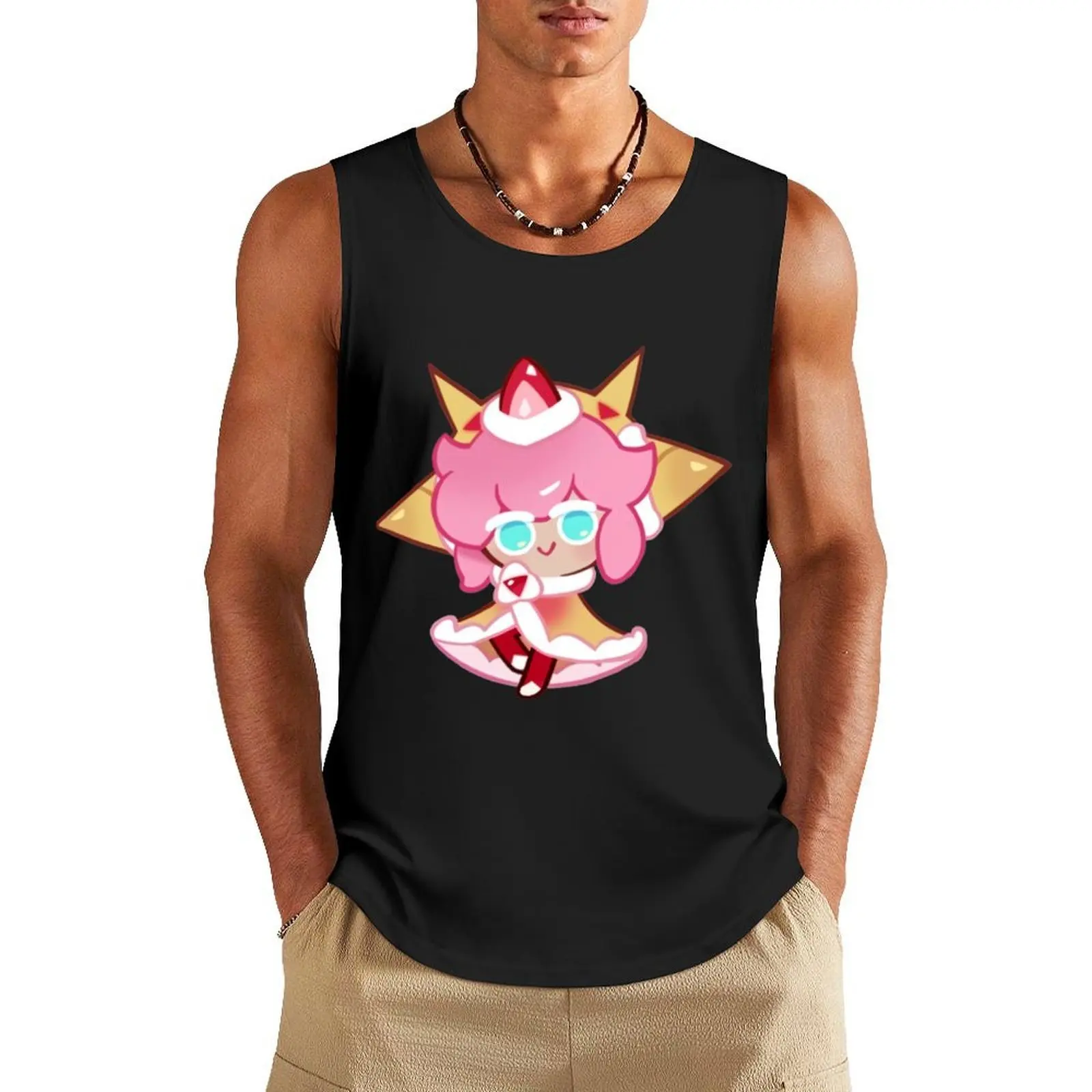 

Strawberry Crepe Cookie! Cookie Run Kingdom Tank Top T-shirt men sleeveless jackets sleeveless shirts