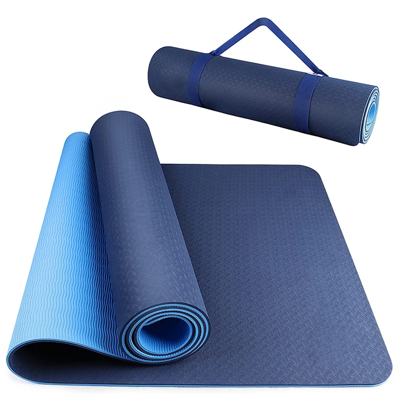 

Manufacturer Wholesale Cheap TPE Yoga Mat Sports Fitness Non-slip Custom Logo Fitness Mat Monochrome Two-color Yoga Mat