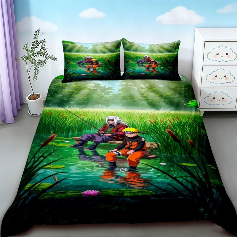 

Duvet Cover 3PCS Kids Naruto Bedding Set Quilt Cover Pillowcase Uzumaki Double Size Bedroom Bed Linen Decoration gifts Soft