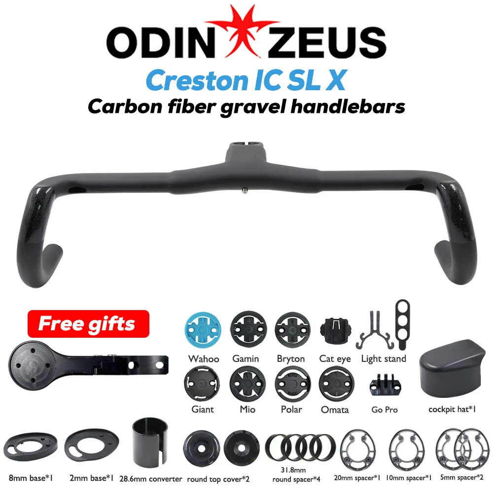 ODINZEUS Creston IC SL X Gravel Handlebars, Carbon Fiber Road Handlebars, For SCOTT Addict Gravel, 16° Flare,Bicycle Accessories