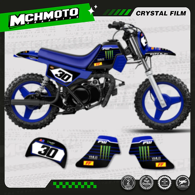 

MCHMFG Motorcycle Fairing Graphics Background Decal Stickers Kits For YAMAHA PW50 PW 50 All Year Number Name Custom