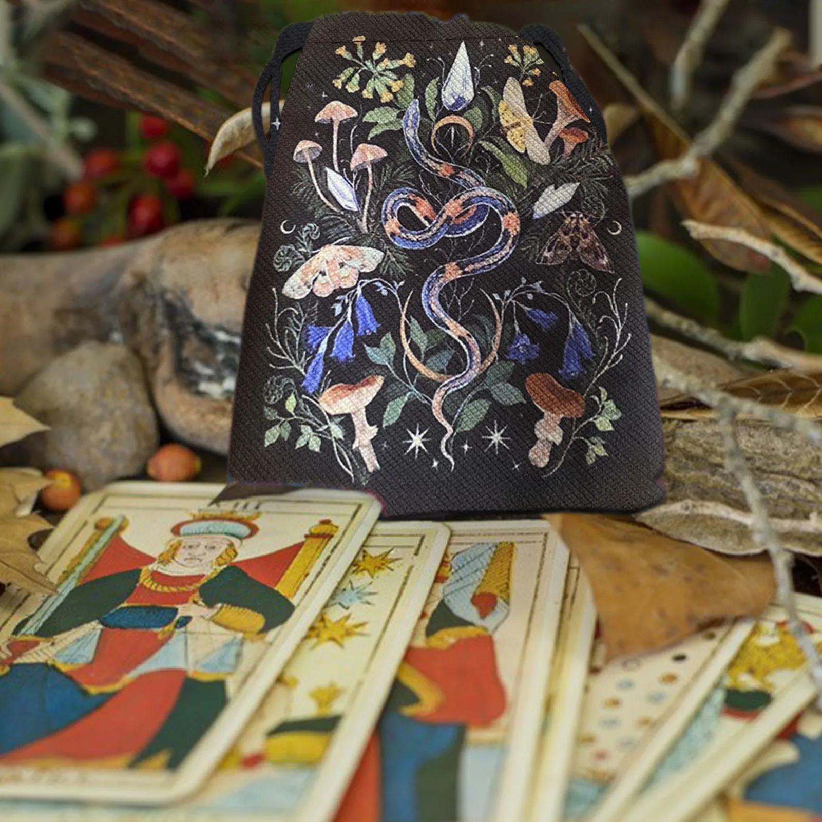 Tarot Card Pouches Board Game Embroidery Drawstring Tarot Cards Bag For Jewelry Glasses Necklaces Digital Printing Dice Storage