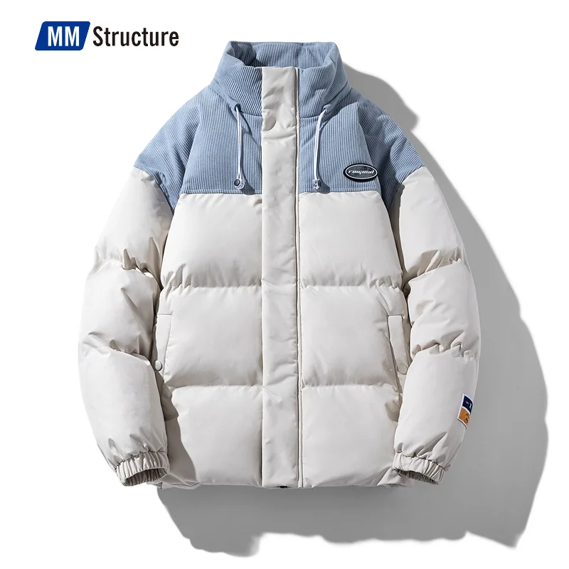 2022 Winter Japanese Style Streetwear Vintage Thicken Parkas Men Oversize Warm Puffer Jacket   Plus Size Contrast Bubble Coat