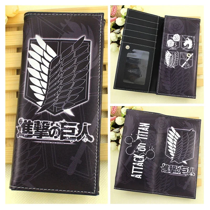 Anime Attack On Titan Levi Scout Regiment Long Wallets Survey Corps Men's Women's Money Bag