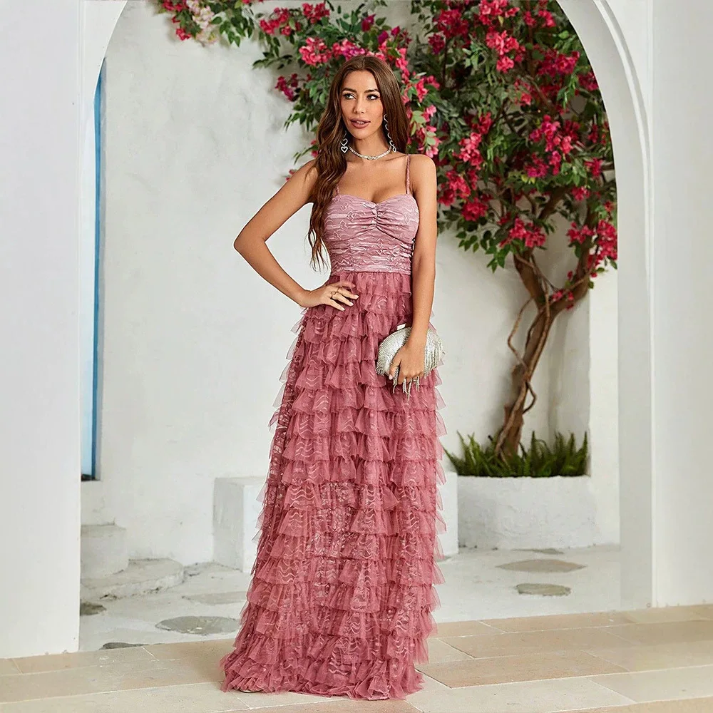 Ky235 Long Multi-layered Lace Clothes, A Erotogenic And Elegant Long Clothes Perfect. For A Vacation Maxi Luxury Bandage