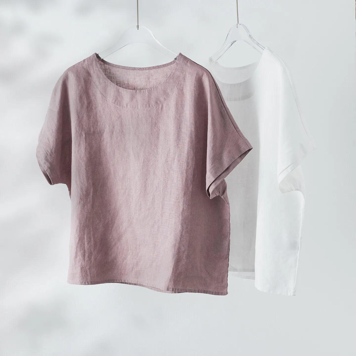 

Dave&di Loose T-shirt Washed With Pure Hemp High-quality And Versatile Round Neck Short Sleeved Cover For Women In Summer