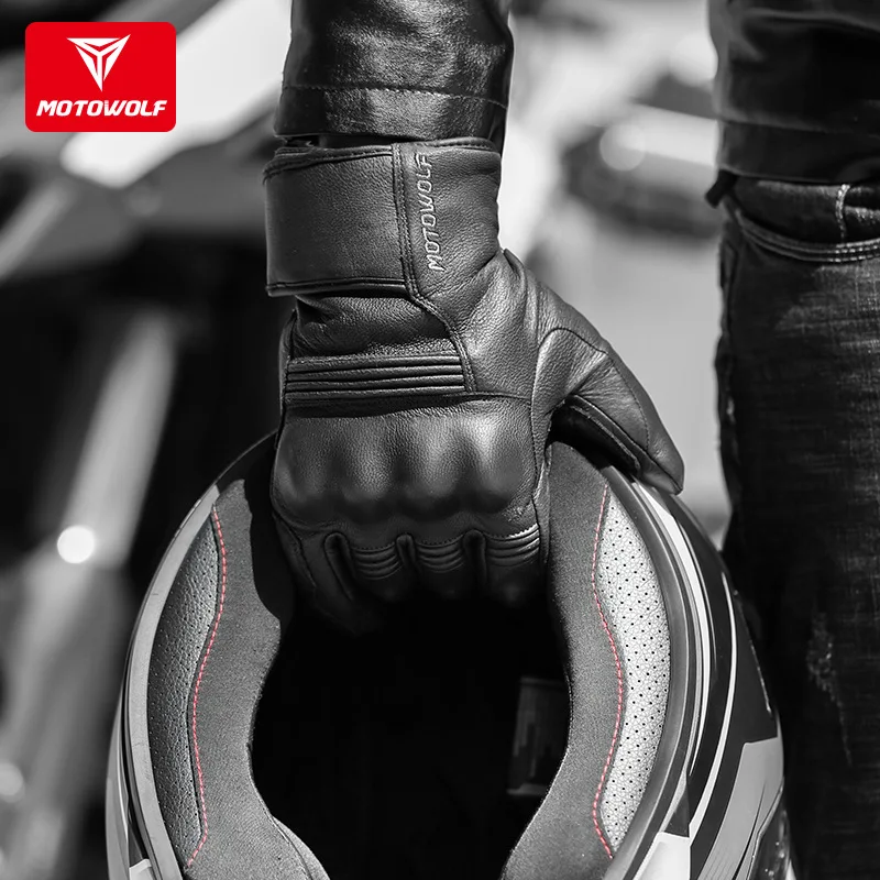 Leather Waterproof Motorcycle Winter Gloves for Men Women Warm Thermal Guantes Moto Invierno Hombre Impermeable Gant Moto Hiver