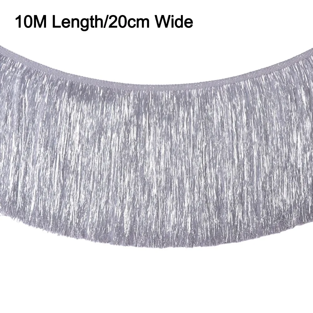 

10M New 10M Length Skirt Tassel 20cm Wide Gradient Laser Fringe Lace DIY Illusion Laser Fringe Ornaments Designer Clothing